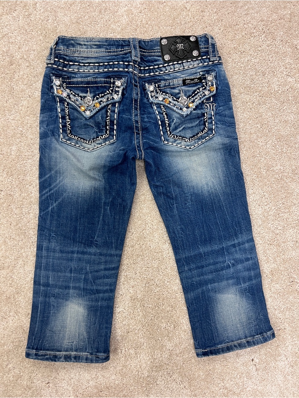 Miss Me Girls Capris Sz 14 Bling Flap Pockets